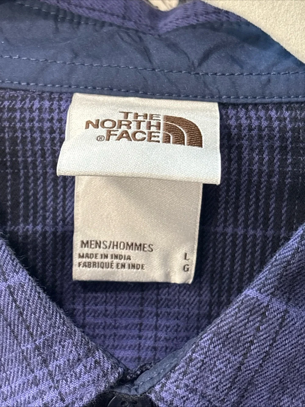 The North Face Shirt Mens Large Blue/Black Plaid Flannel Button Up Long Sleeve